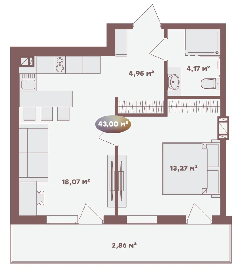 Апарт-комплекс Logos — 43 м²