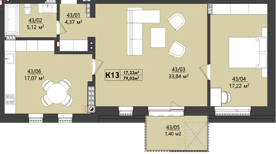 вул. Меблярська, 19 — 79 м²