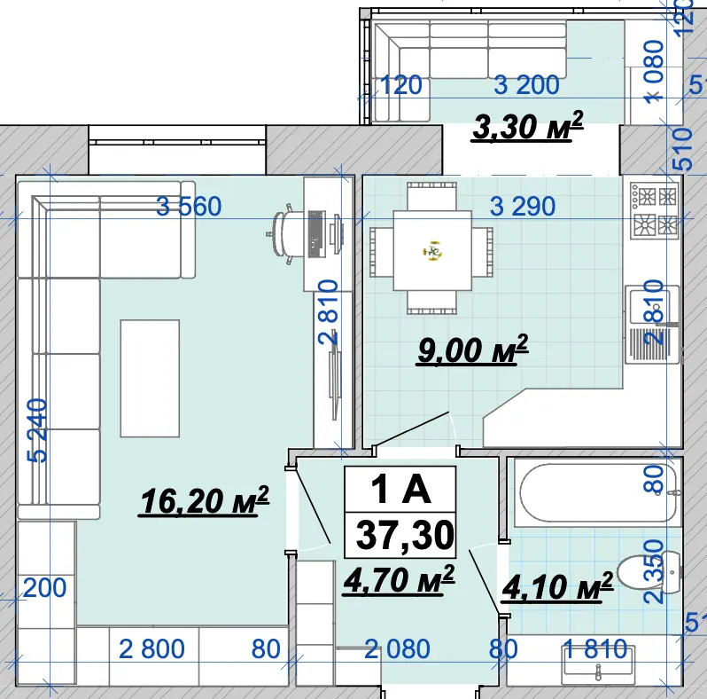 Житловий район Княгинин — 37.3 м²