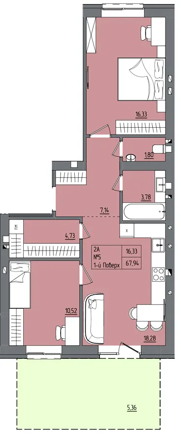 ЖК Субурбія Дуо — 67.8 м²