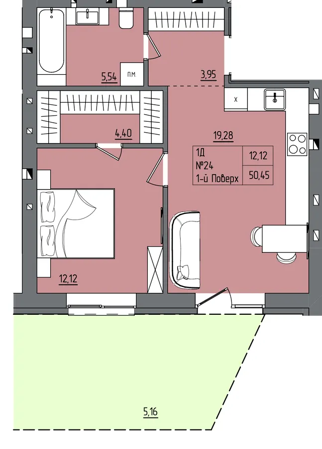 ЖК Субурбія Дуо — 50.6 м²