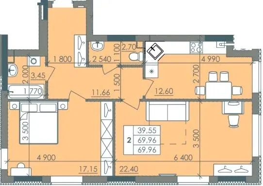 вул. Велика набережна, 15а — 70 м²