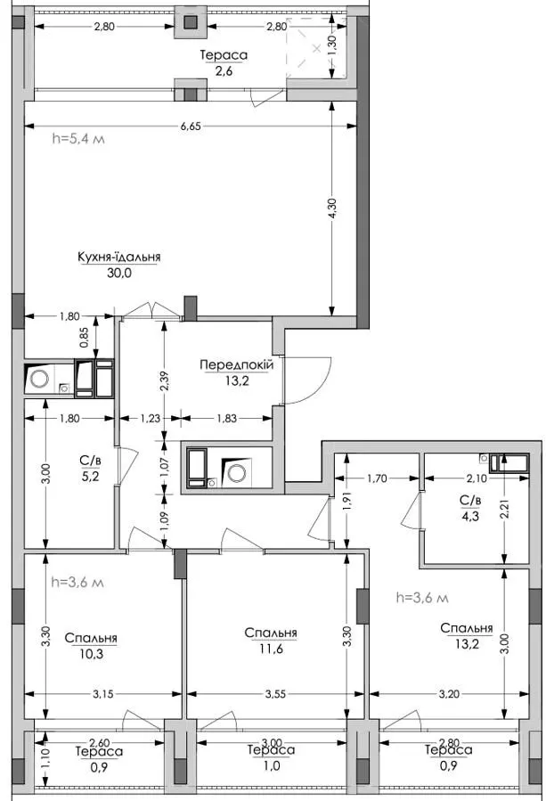 ЖК Lypynsky — 93.3 м²