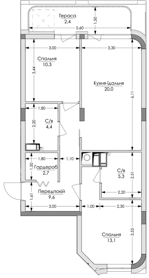ЖК Lypynsky — 67.8 м²