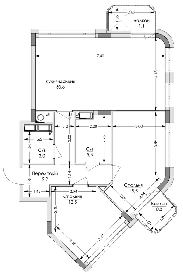 ЖК Lypynsky — 78.7 м²
