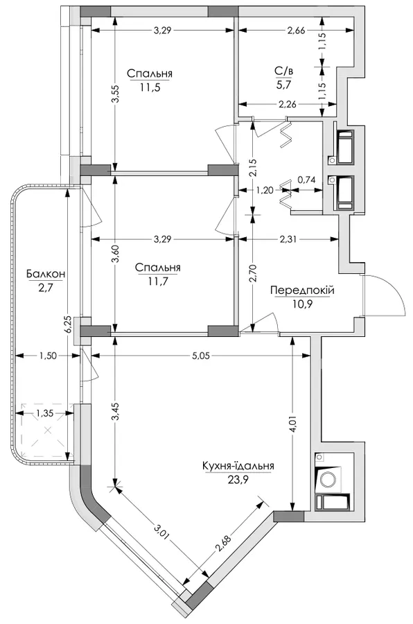ЖК Lypynsky — 66.4 м²