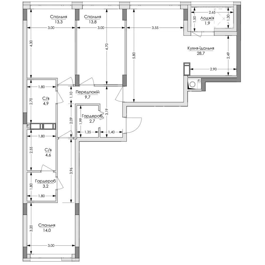 ЖК Lypynsky — 96.7 м²