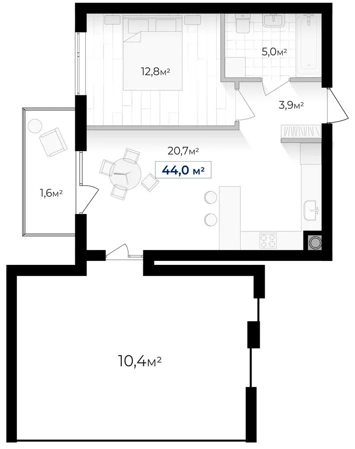 ЖК Містечко Південне — 44 м²