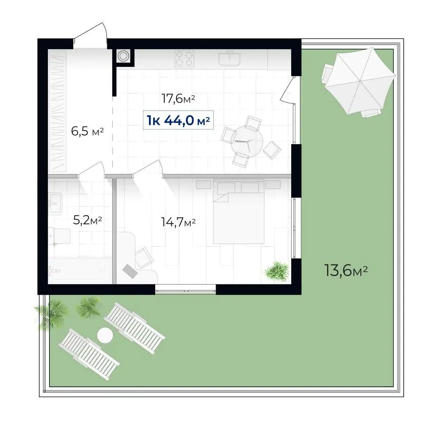 ЖК Містечко Південне — 44 м²