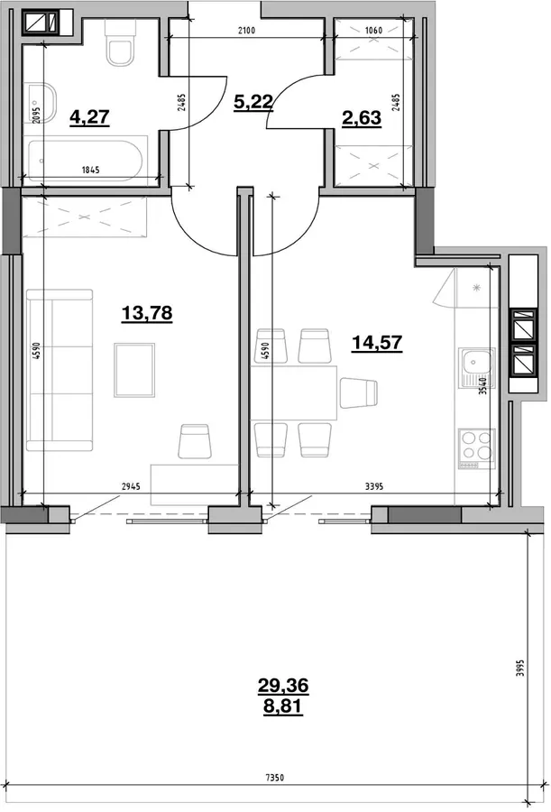 ЖК Вілла Погулянка — 46.4 м²
