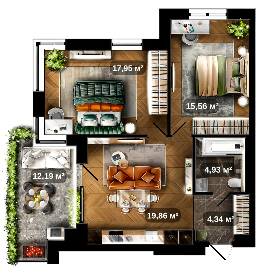 ЖК CENTRAL PARK — 66.3 м²