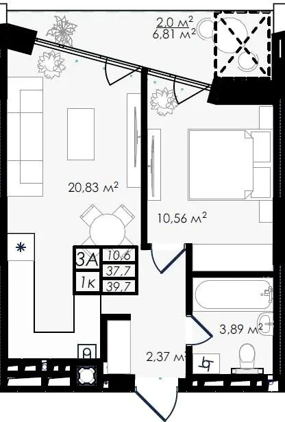 ЖК Prostir — 39.7 м²