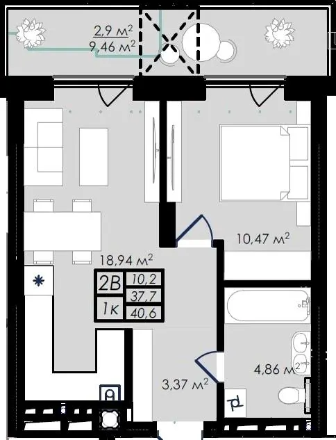 ЖК Prostir — 40.6 м²
