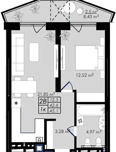 ЖК Prostir — 45.1 м²