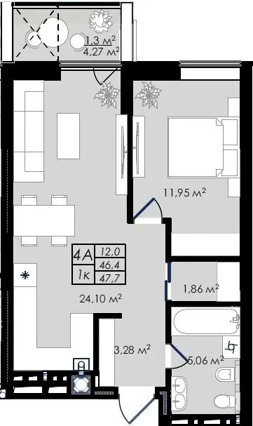 ЖК Prostir — 47.7 м²