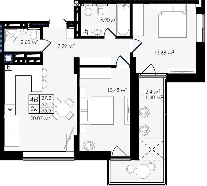 ЖК Prostir — 65.5 м²
