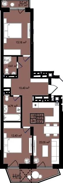 ЖК Prostir — 68.4 м²