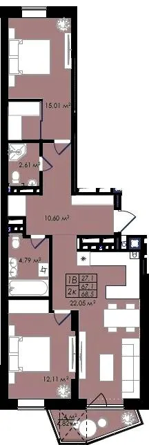 ЖК Prostir — 68.5 м²