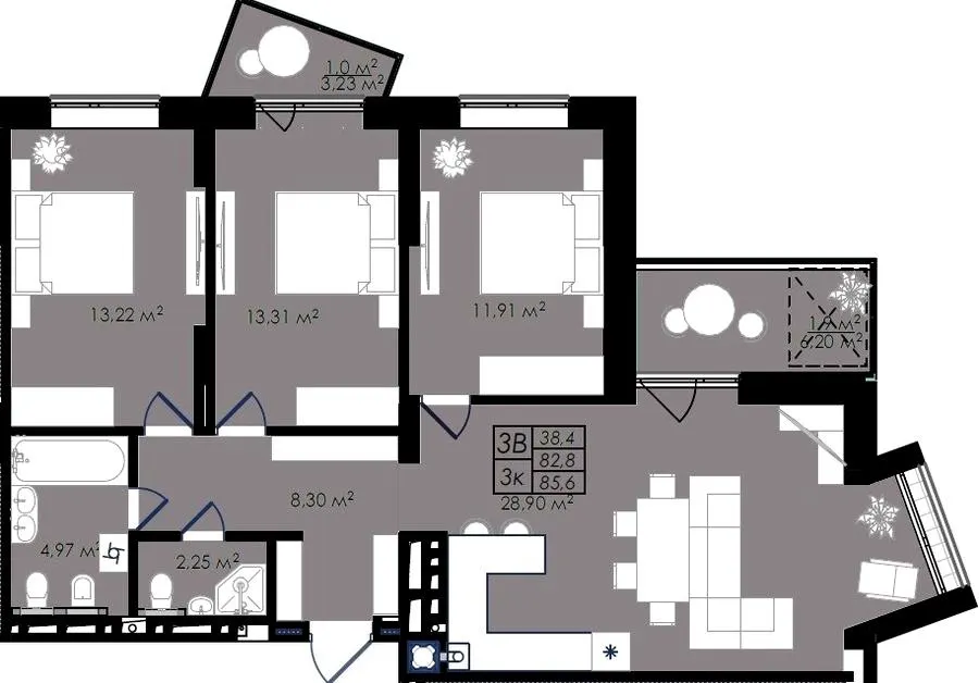 ЖК Prostir — 85.6 м²