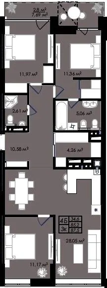 ЖК Prostir — 87.5 м²