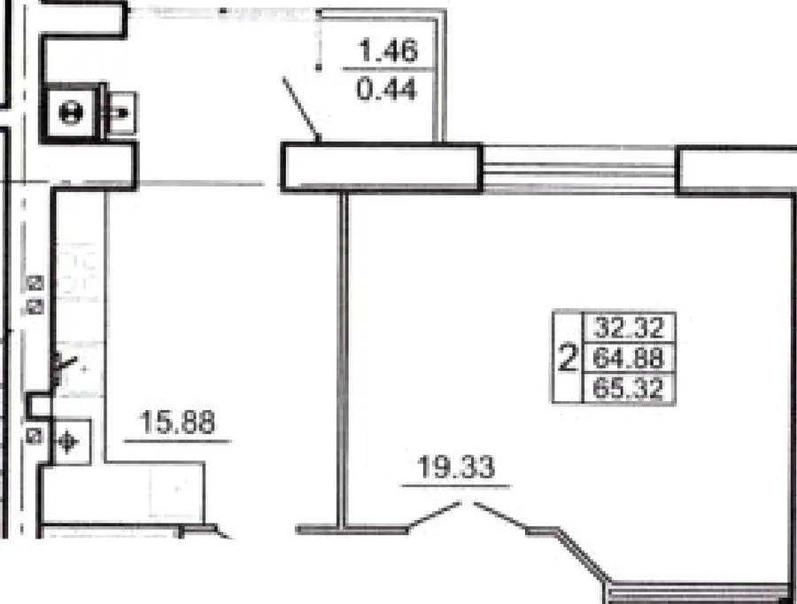 ЖК Західна вежа — 48.4 м²