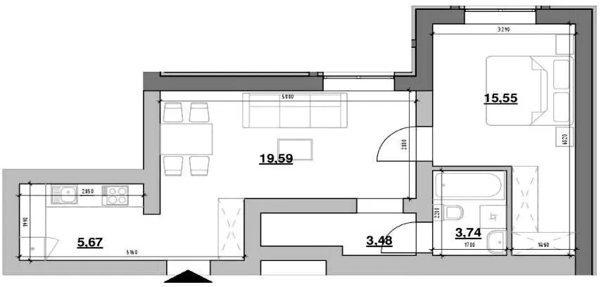 ЖК Шенген — 48.3 м²
