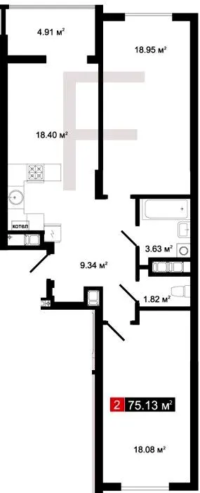 ЖК Затишний Дім — 75.1 м²