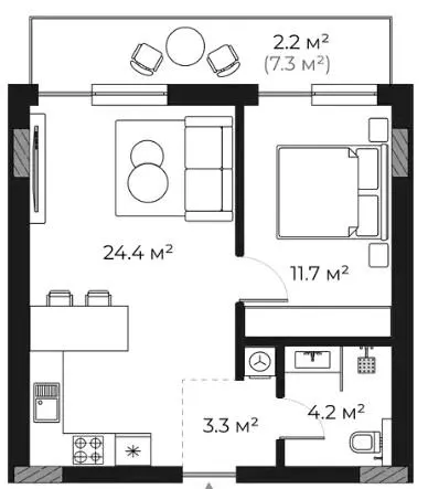 ЖК SHERWOOD — 45.8 м²