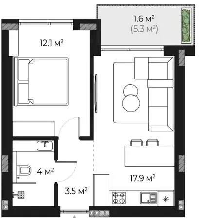 ЖК SHERWOOD — 39.1 м²