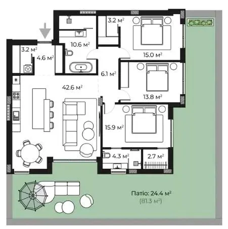 ЖК SHERWOOD — 146.4 м²