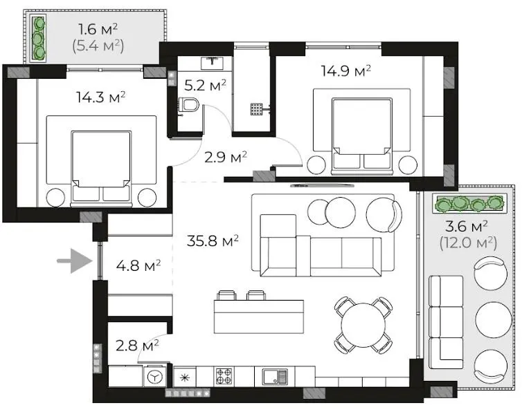 ЖК SHERWOOD — 85.9 м²