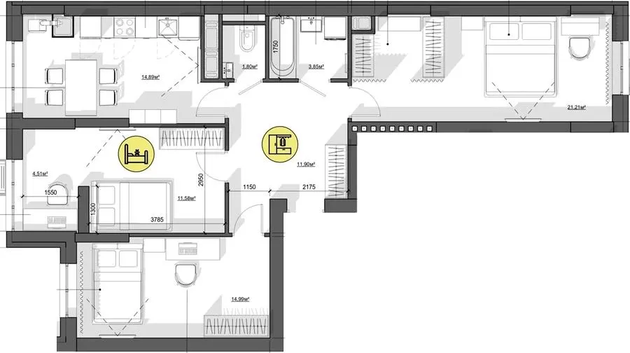 ЖБК Житомир-Молодіжний 1 — 84.7 м²