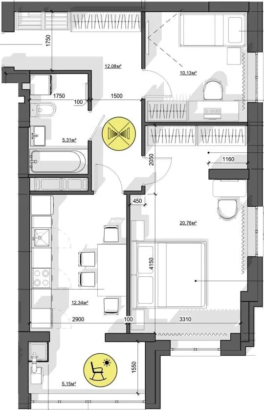 ЖБК Житомир-Молодіжний 1 — 65.8 м²