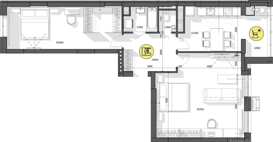 ЖБК Житомир-Молодіжний 1 — 90.7 м²