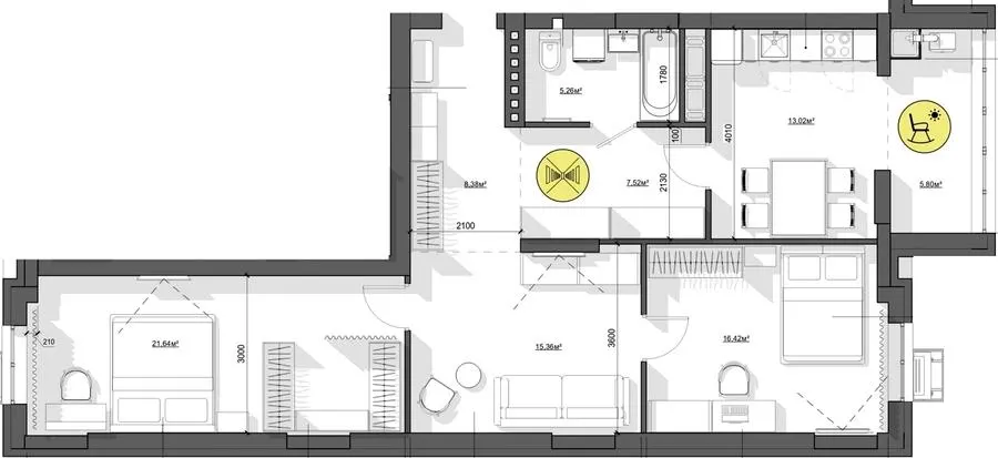 ЖБК Житомир-Молодіжний 1 — 93.4 м²