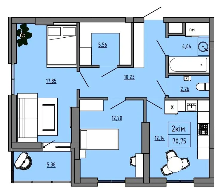 БФК Prime Tower — 70.8 м²