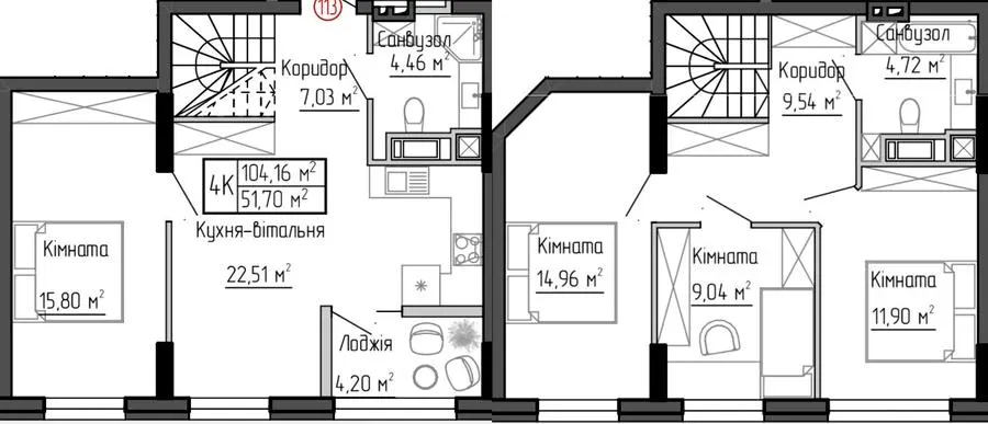 ЖК Дружній Дім — 104.2 м²