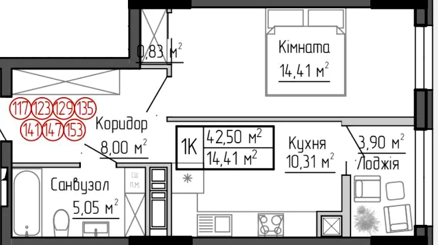 2-комнатная квартира, 43 м², вул. Яреми, 12, Тернополь — фото 1