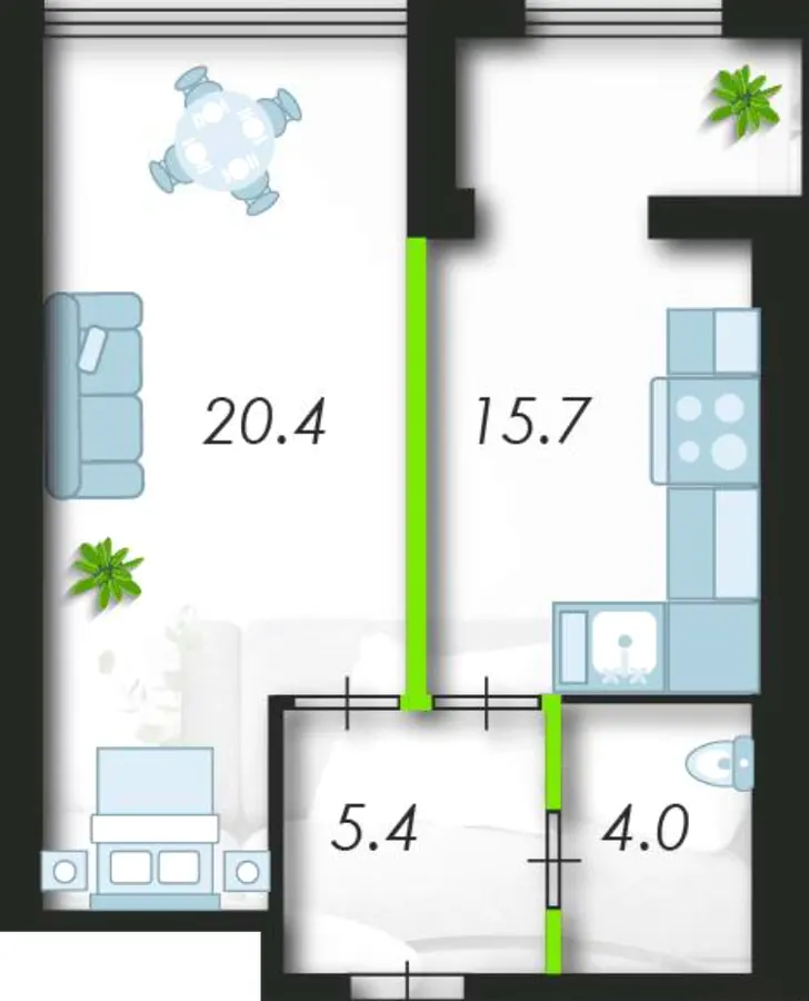 ЖК Олександрівський — 45.5 м²