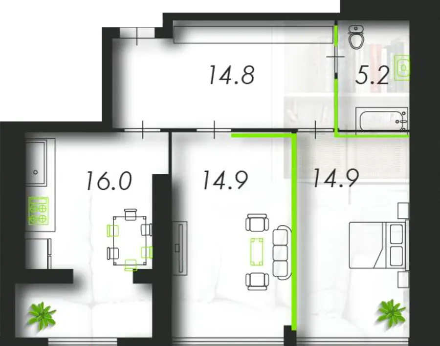 ЖК Олександрівський — 65.8 м²