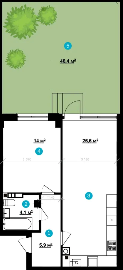 ЖК Vlasna (Time Development) — 50.6 м²