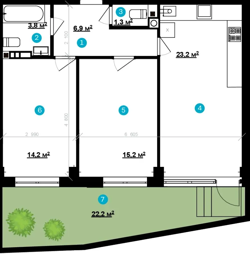 ЖК Vlasna (Time Development) — 64.6 м²