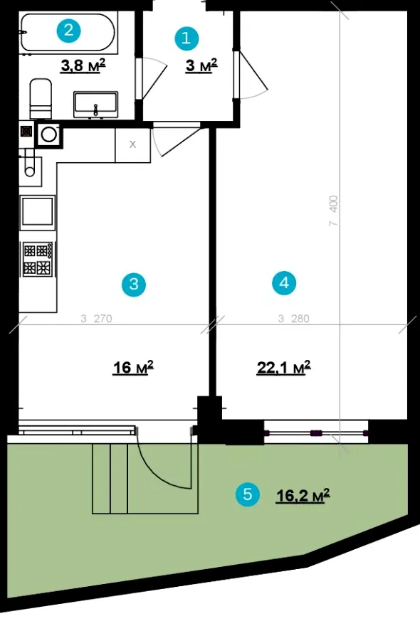 ЖК Vlasna (Time Development) — 44.9 м²