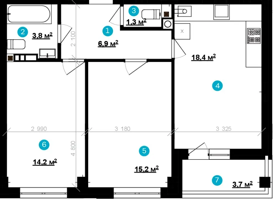 ЖК Vlasna (Time Development) — 60.9 м²