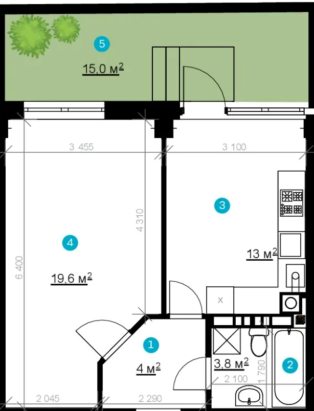 ЖК Vlasna (Time Development) — 40.4 м²