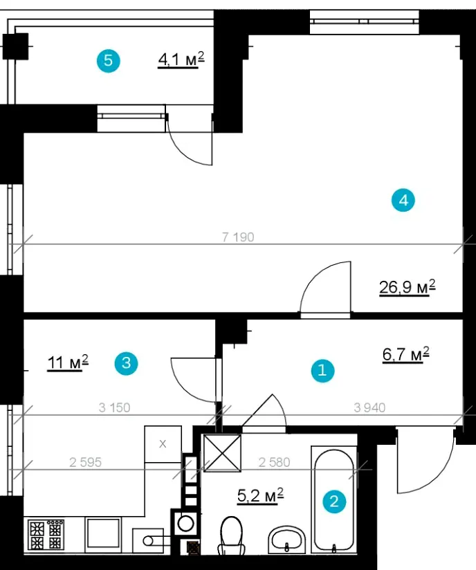 ЖК Vlasna (Time Development) — 52.7 м²