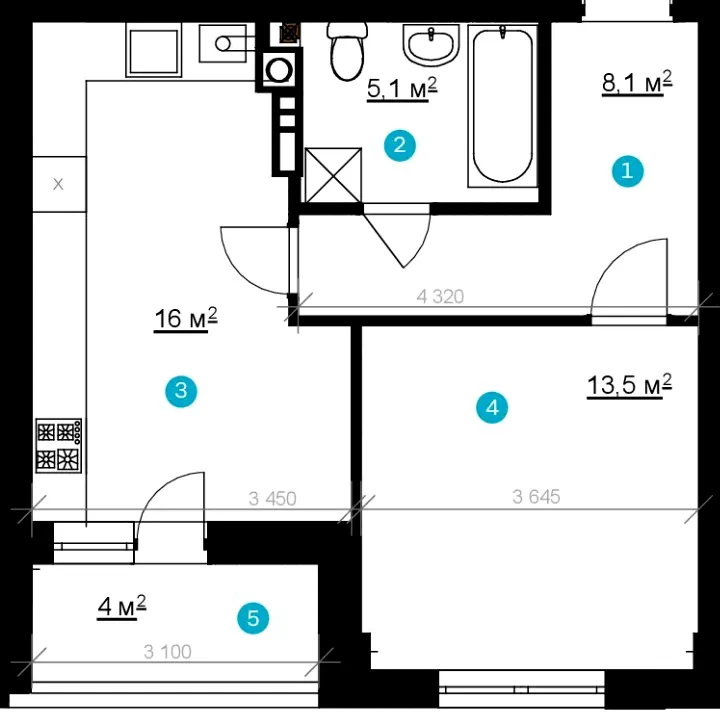 ЖК Vlasna (Time Development) — 44.7 м²