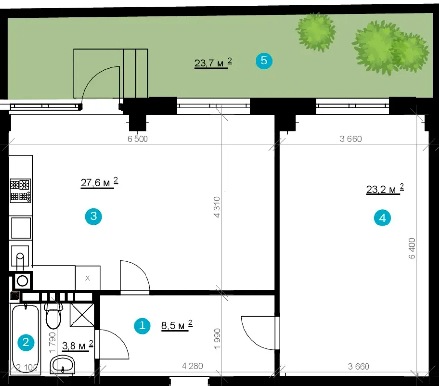 ЖК Vlasna (Time Development) — 63.1 м²