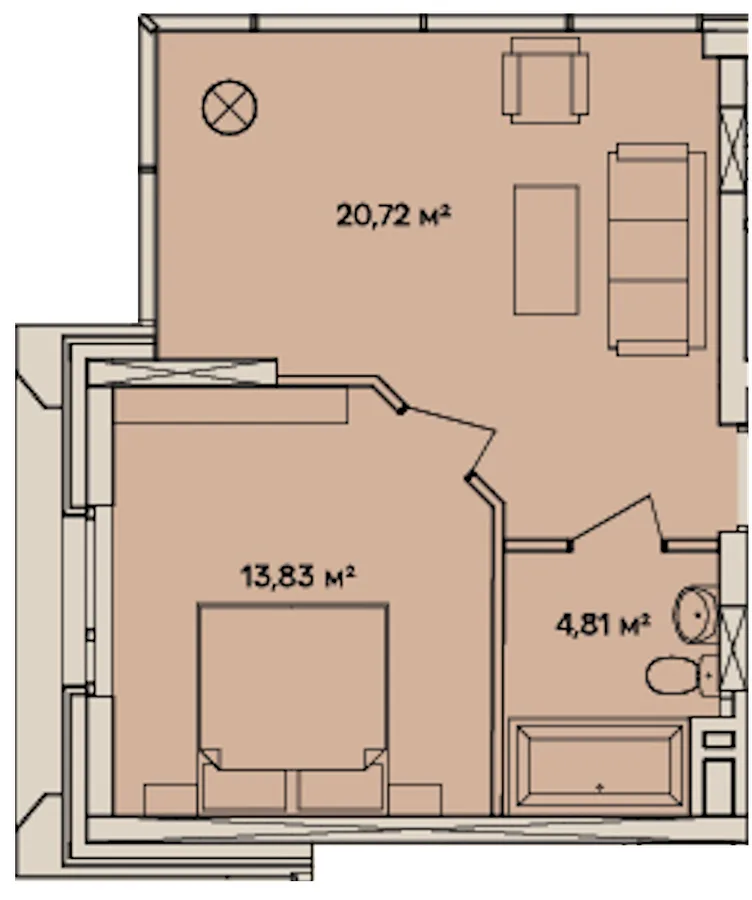 1-кімнатна квартира, 39 м², вул. Капушанська, 61, Ужгород — фото 1
