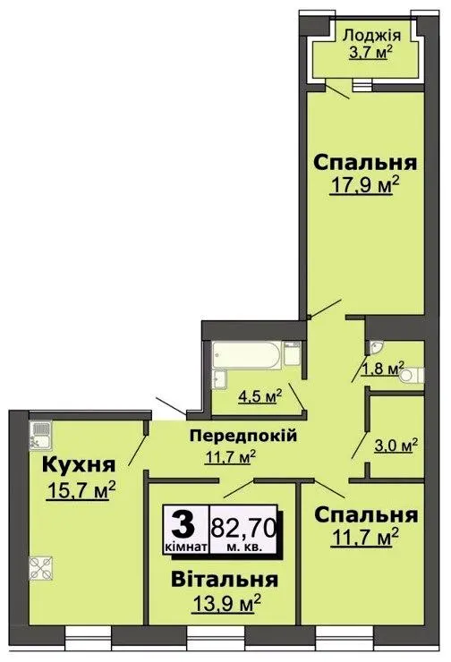 просп. Відродження — 82.7 м²